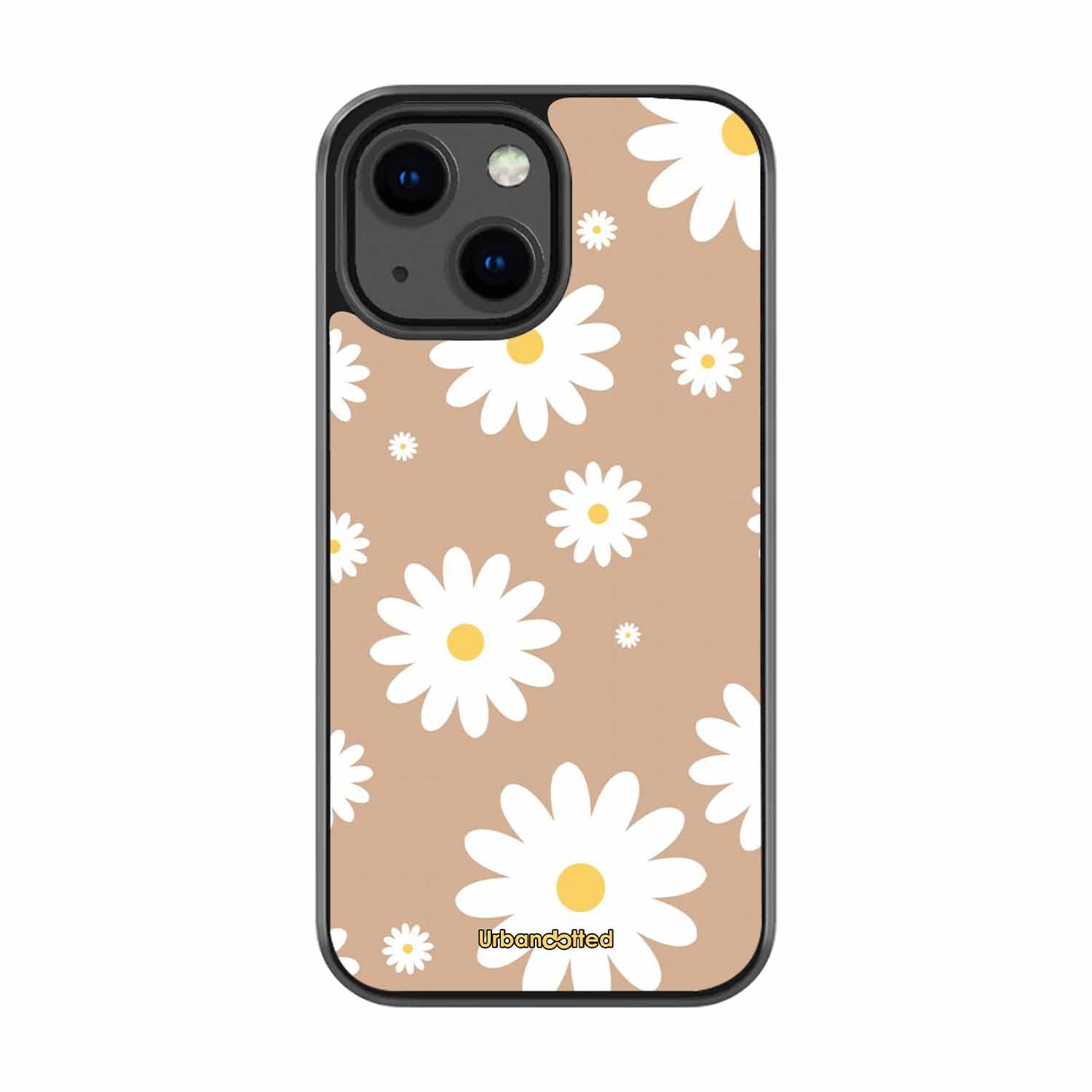 Tan Daisy Field Glass Case For iPhone 13 Mini