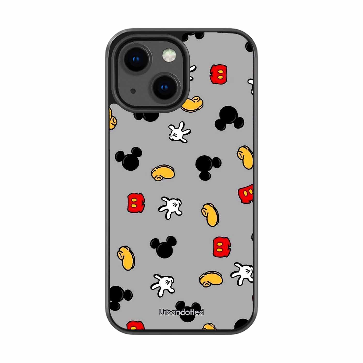 Whimsical Mouse Pattern Glass Case For iPhone 13 Mini