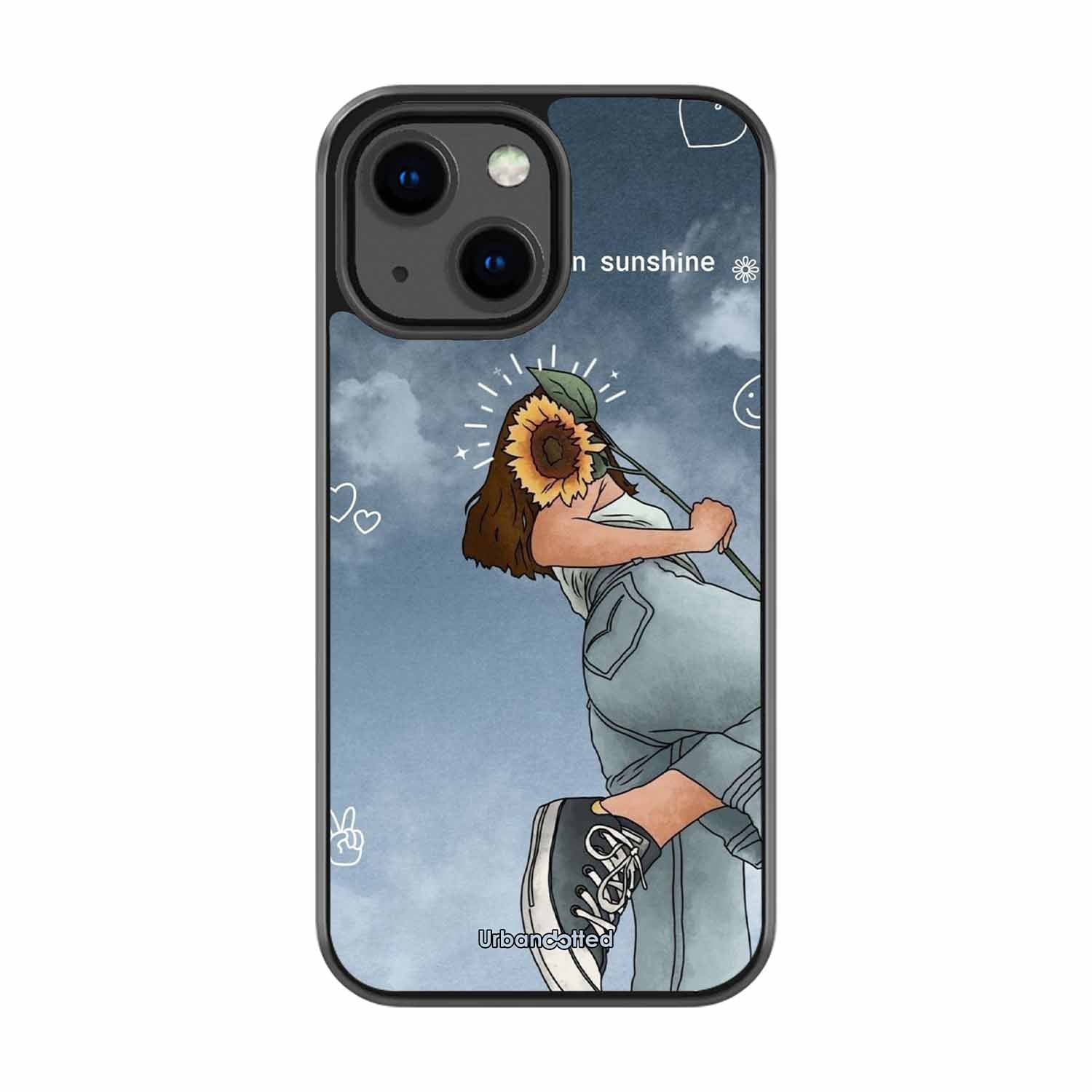 Girl with Sunflower Crown Glass Case For iPhone 13 Mini