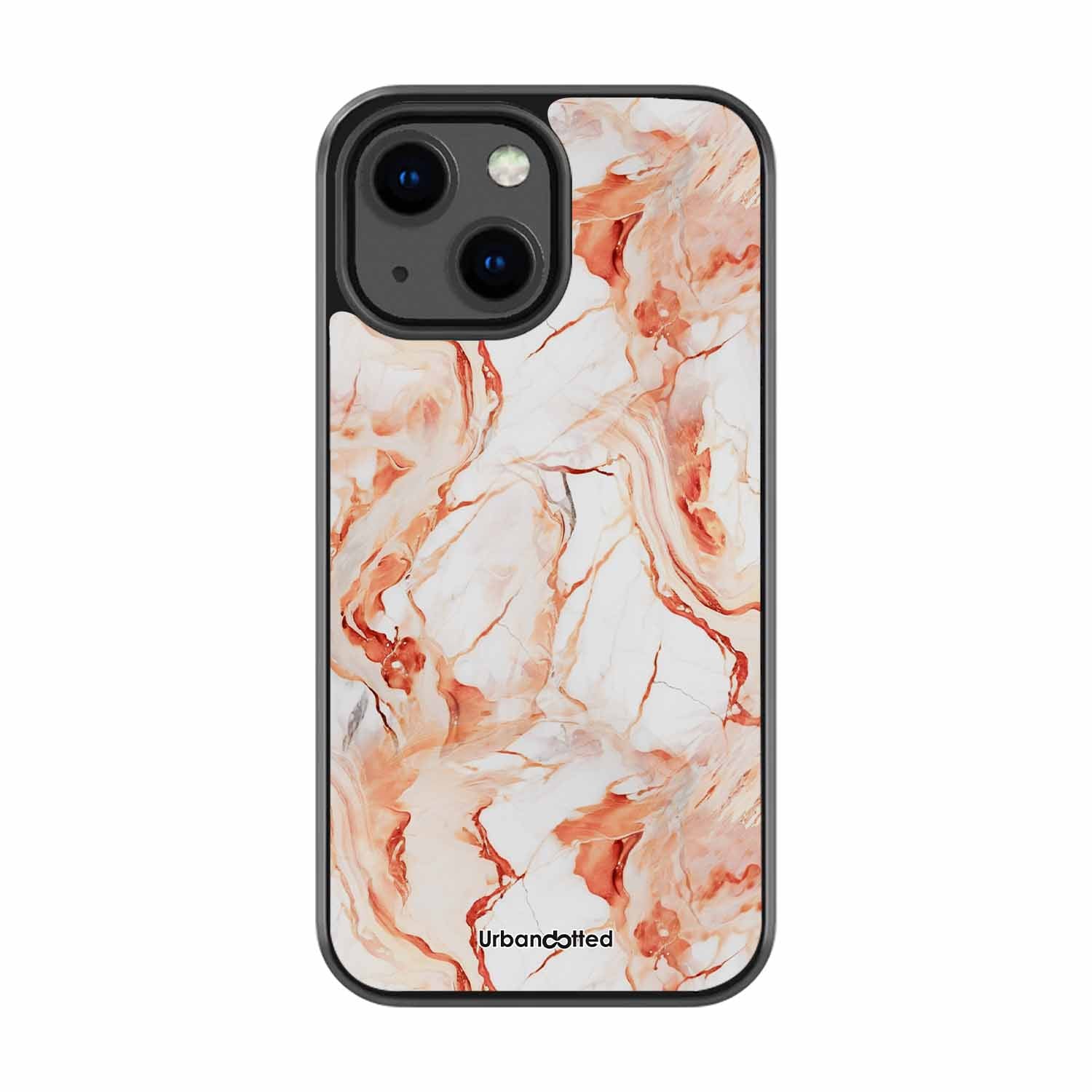 Elegant Rose Gold Veins Glass Case For iPhone 13 Mini