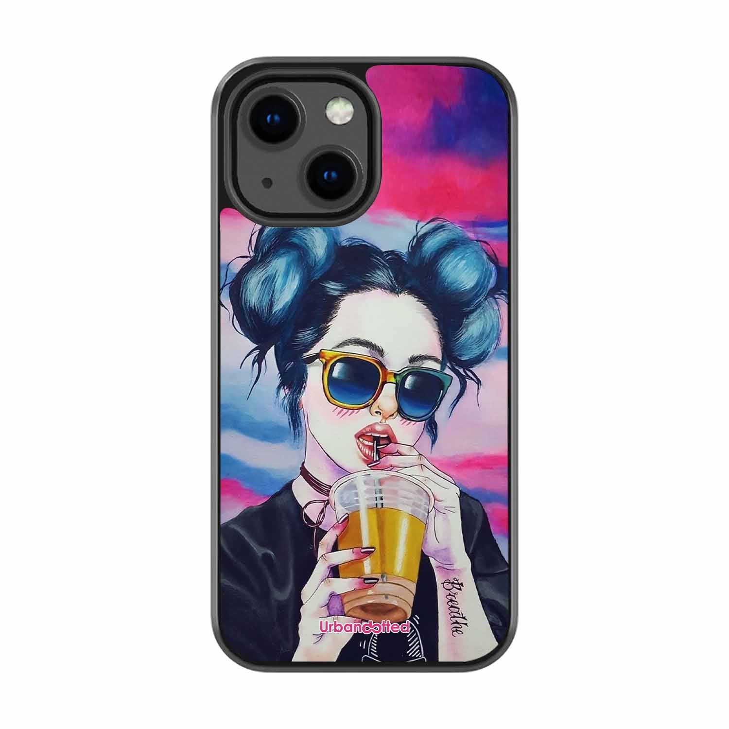 "Breathe" Tattoo Girl Glass Case For iPhone 13