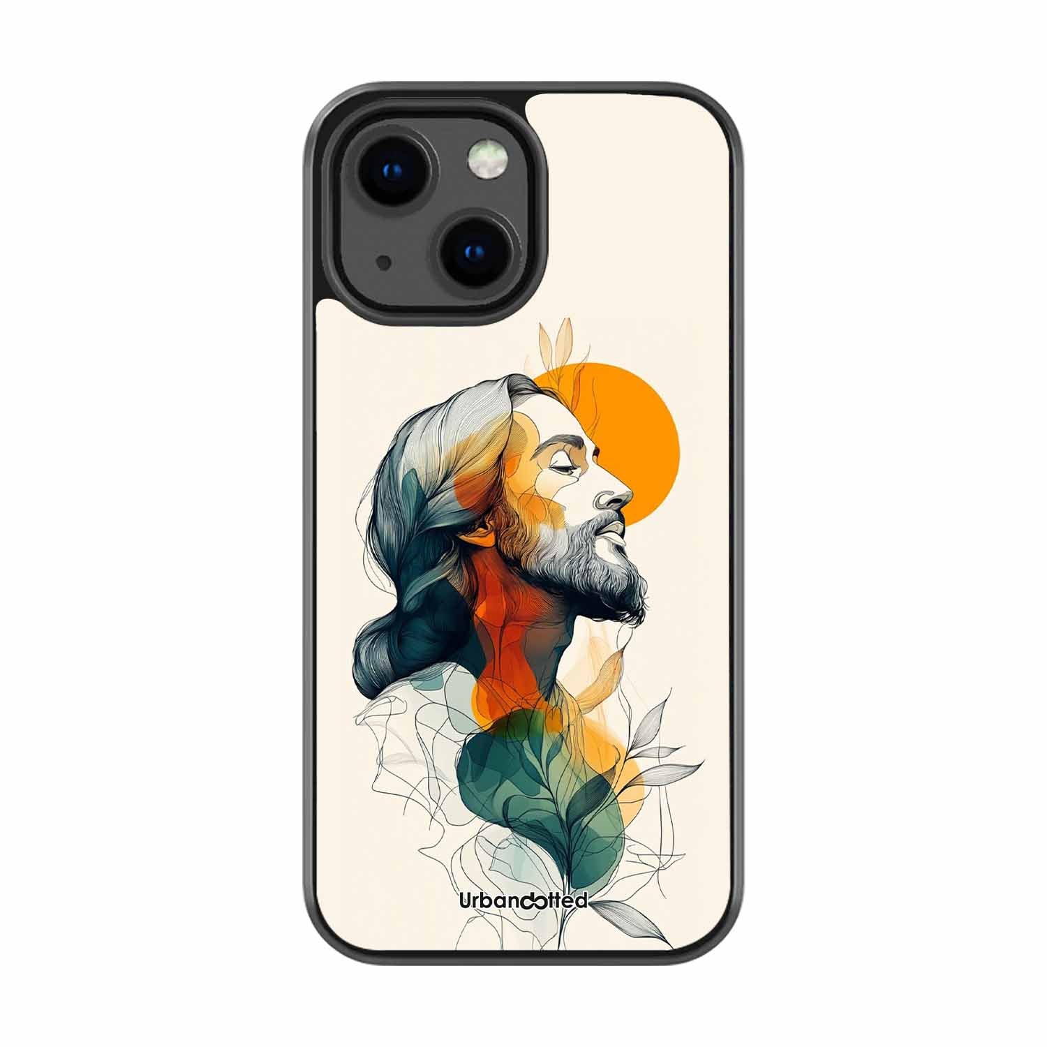 Jesus in Profile Prayer Glass Case For iPhone 13 Mini
