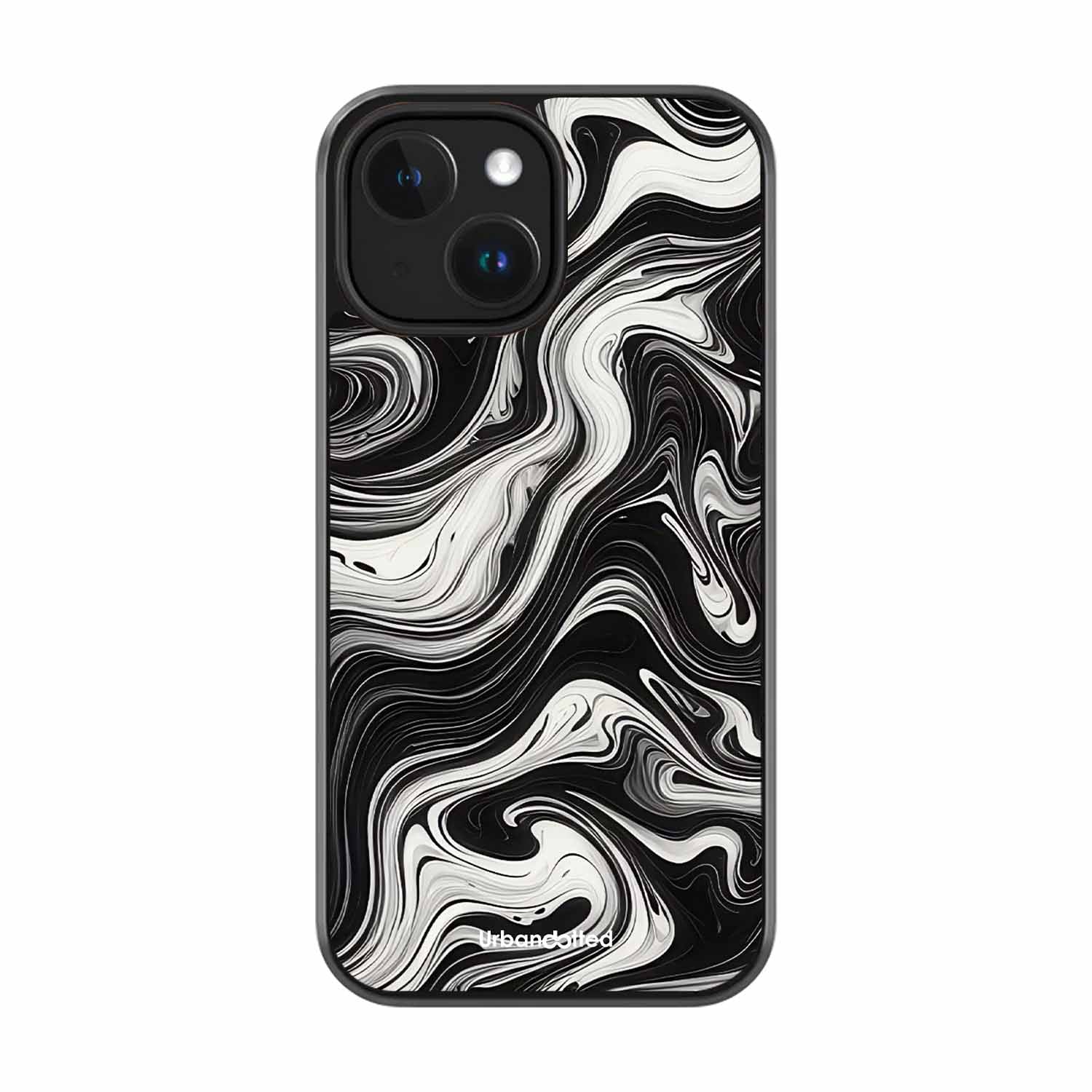 Monochrome Marble Glass Case For iPhone 14 Plus