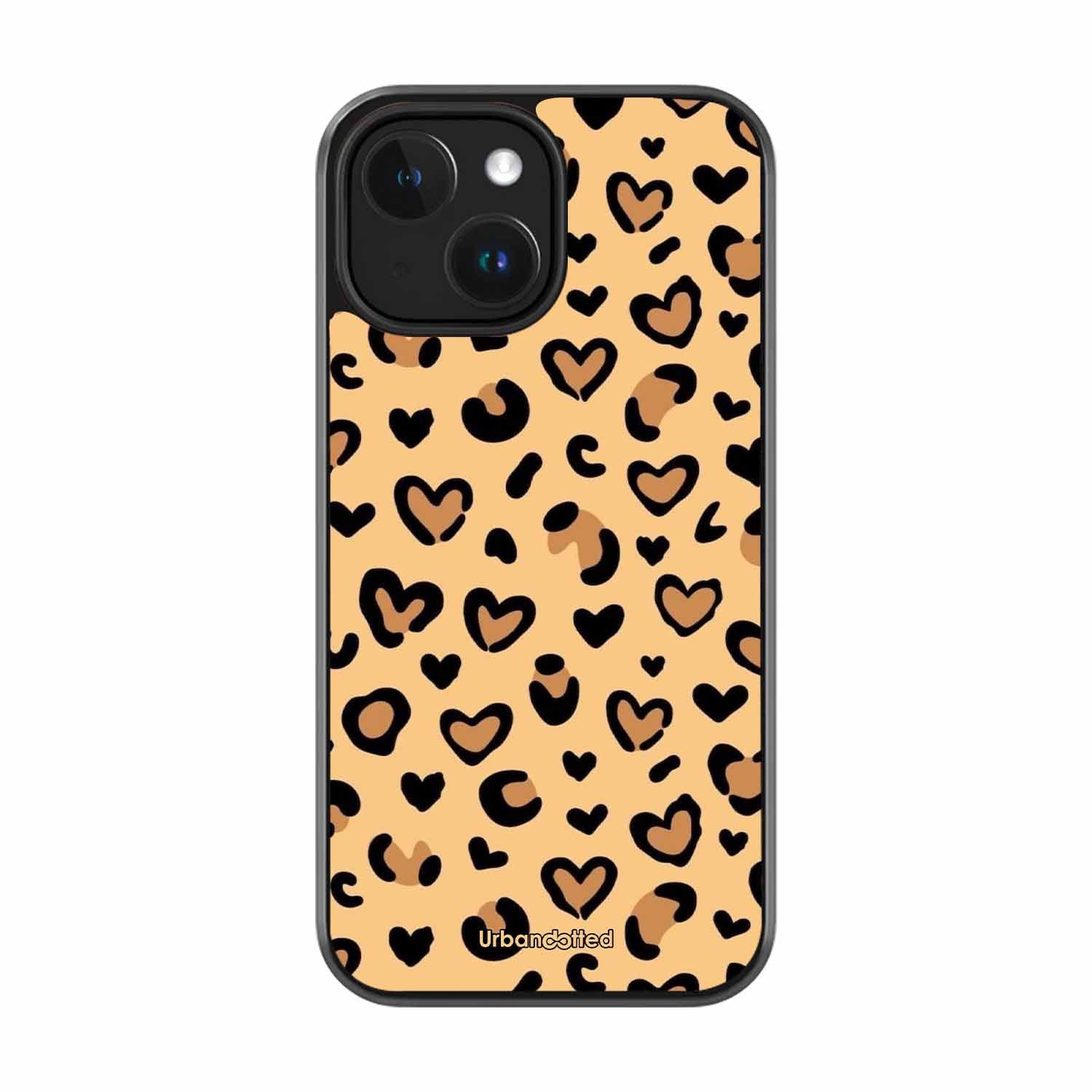 Native Animal Print Hearts Glass Case For iPhone 15 Plus
