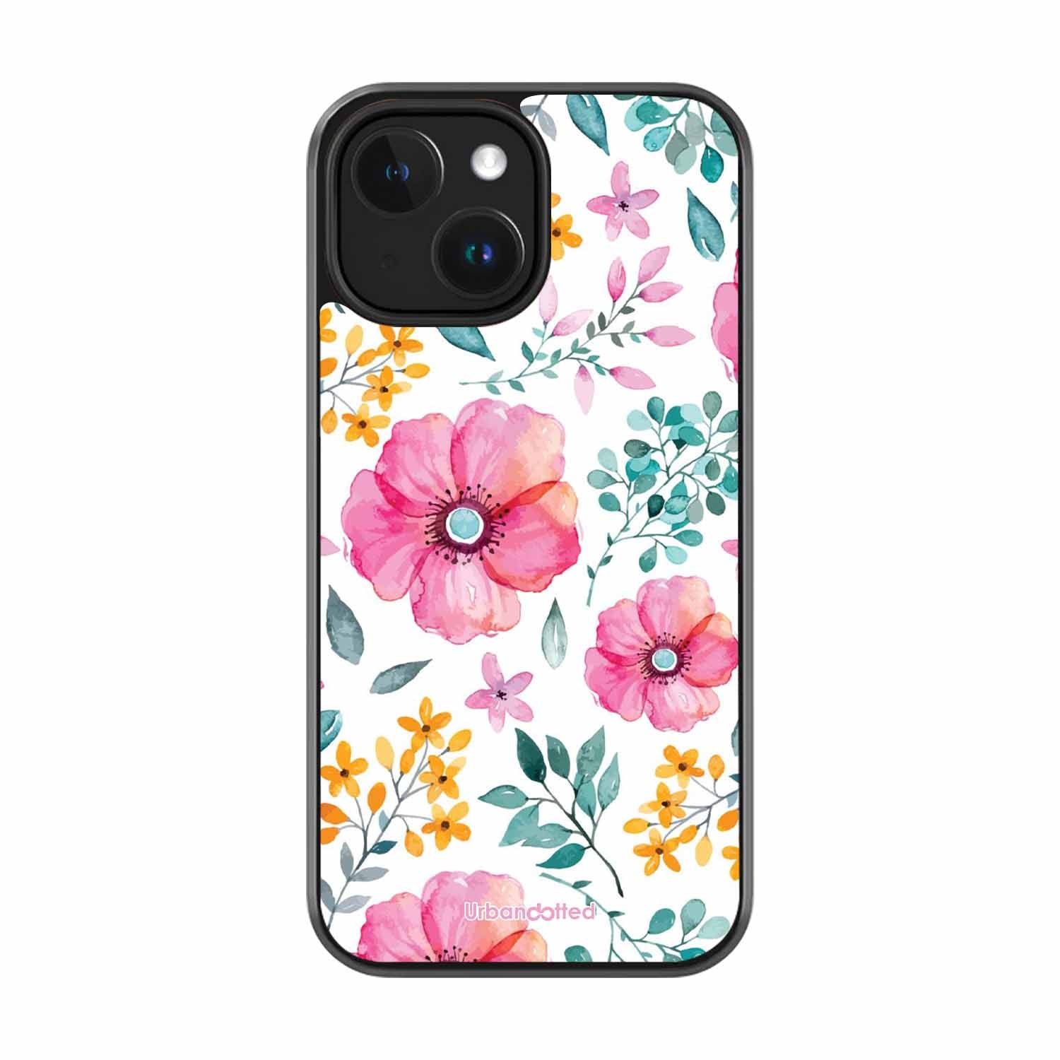 True Blue Wildflower Glass Case For iPhone 14