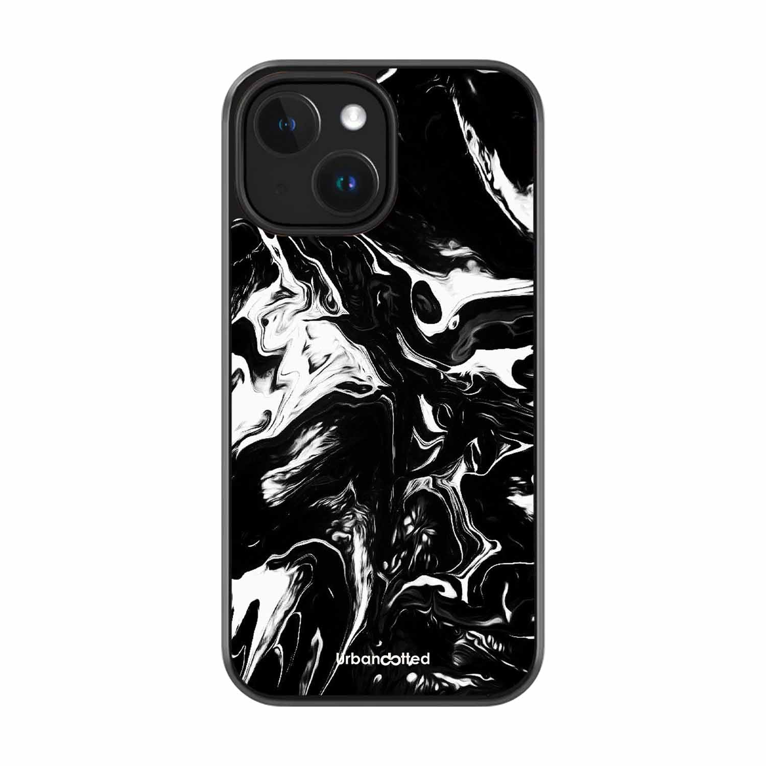 Dark Marble Texture Glass Case For iPhone 14