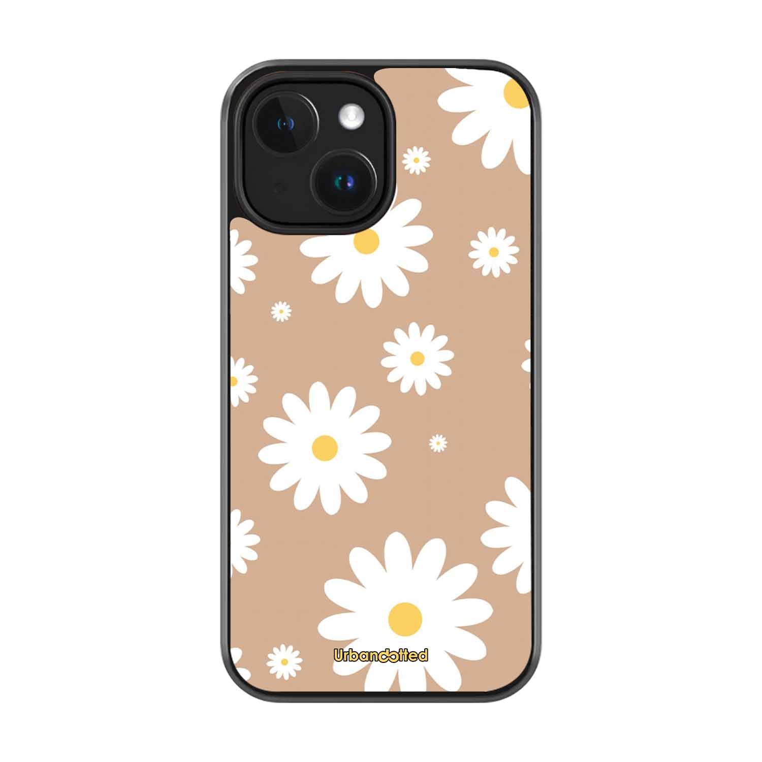 Tan Daisy Field Glass Case For iPhone 14 Plus