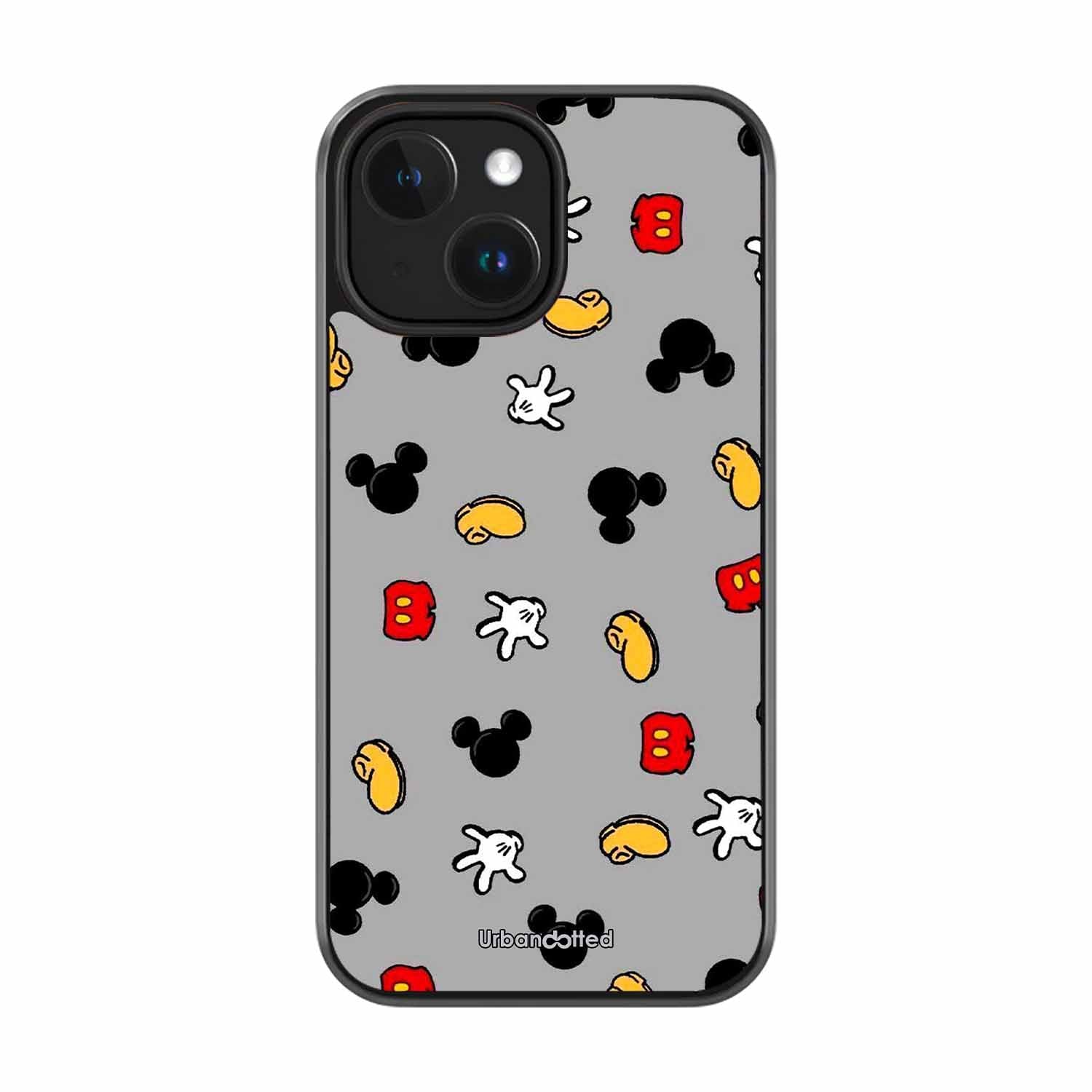 Whimsical Mouse Pattern Glass Case For iPhone 14 Plus