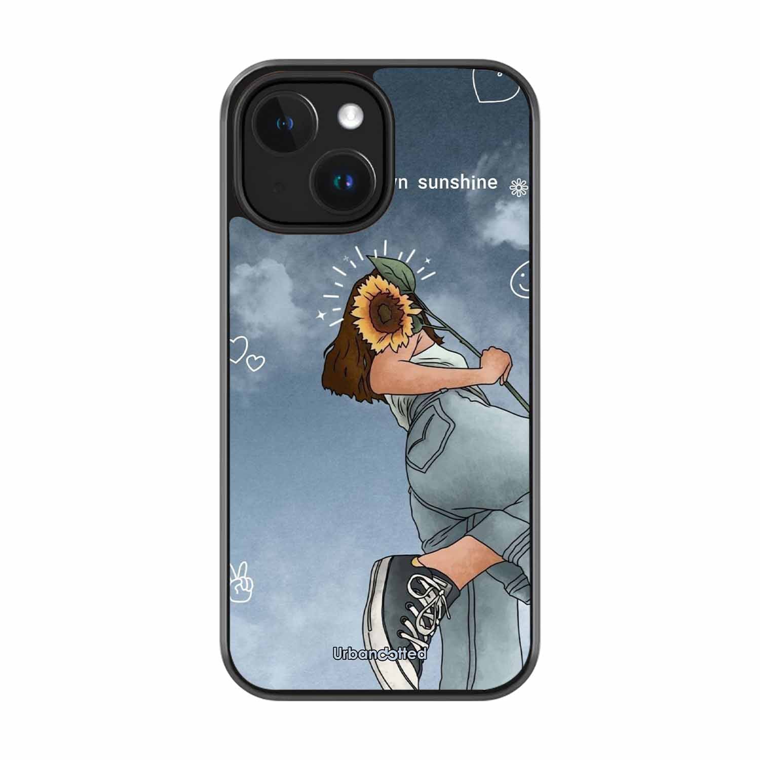 Girl with Sunflower Crown Glass Case For iPhone 14 Plus