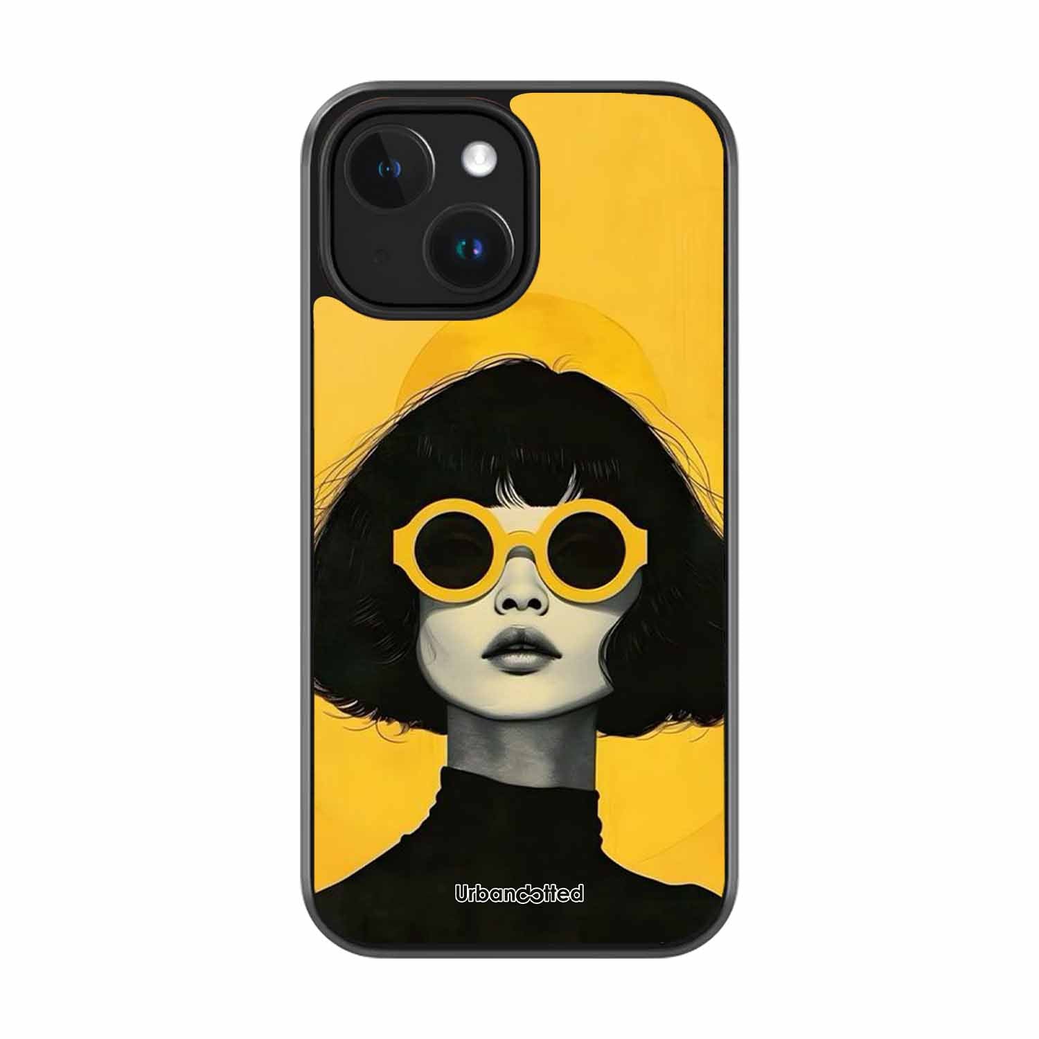 Retro Sunglasses Portrait Glass Case For iPhone 14 Plus