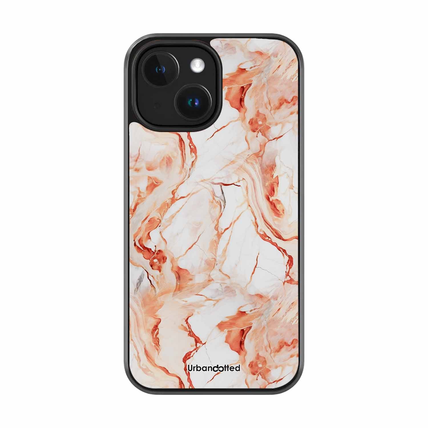 Elegant Rose Gold Veins Glass Case For iPhone 14 Plus