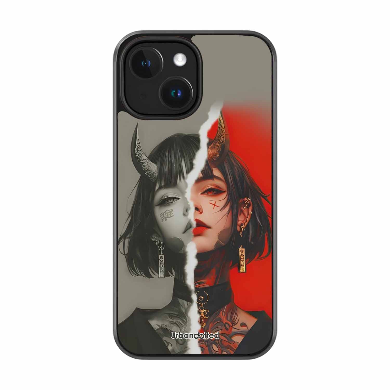 Yin Yang Demon Art Glass Case For iPhone 15