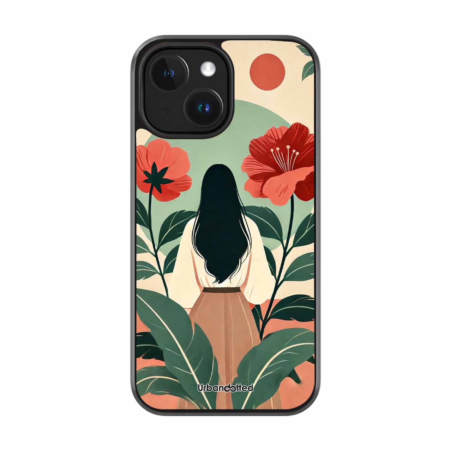 Woman in Floral Garden Glass Case For iPhone 15 Plus