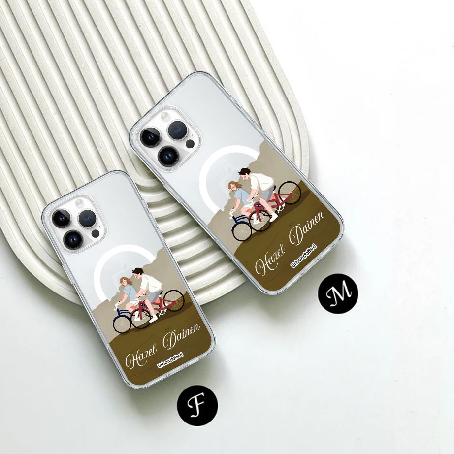 Cycling Duo Personalized Crystal Clear Couple Case