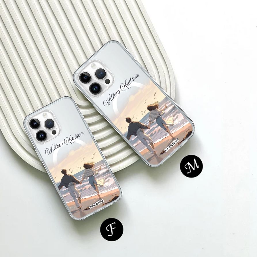 Beach Stroll Personalized Crystal Clear Couple Case