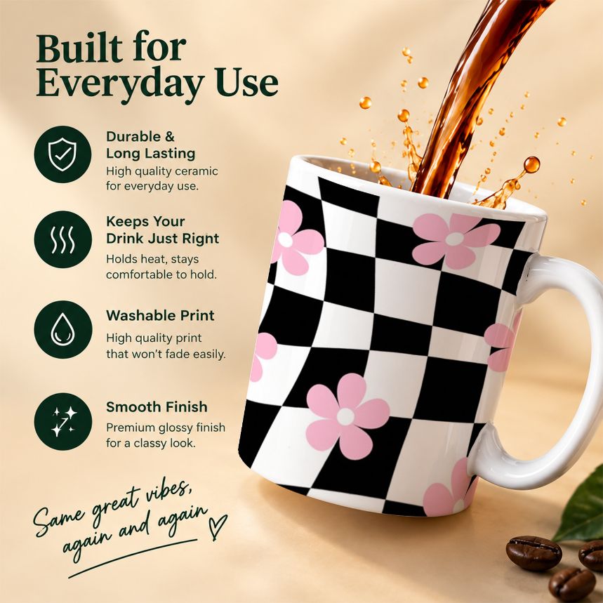 Custom Retro Checkerboard Coffee Mug