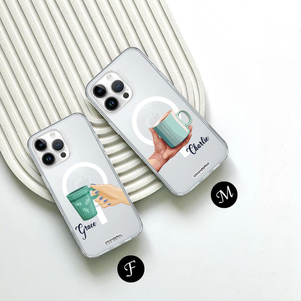Coffee Lover's Grip Crystal Clear Couple Case