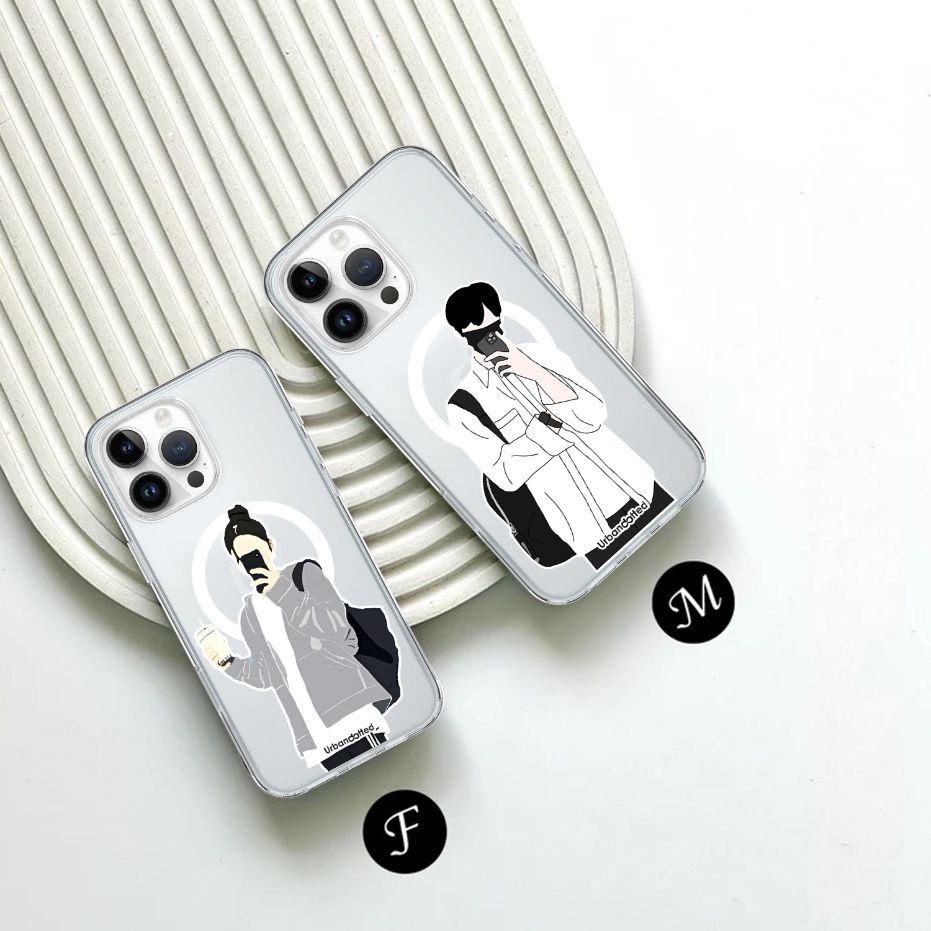 Monochrome Portrait Crystal Clear Couple Case