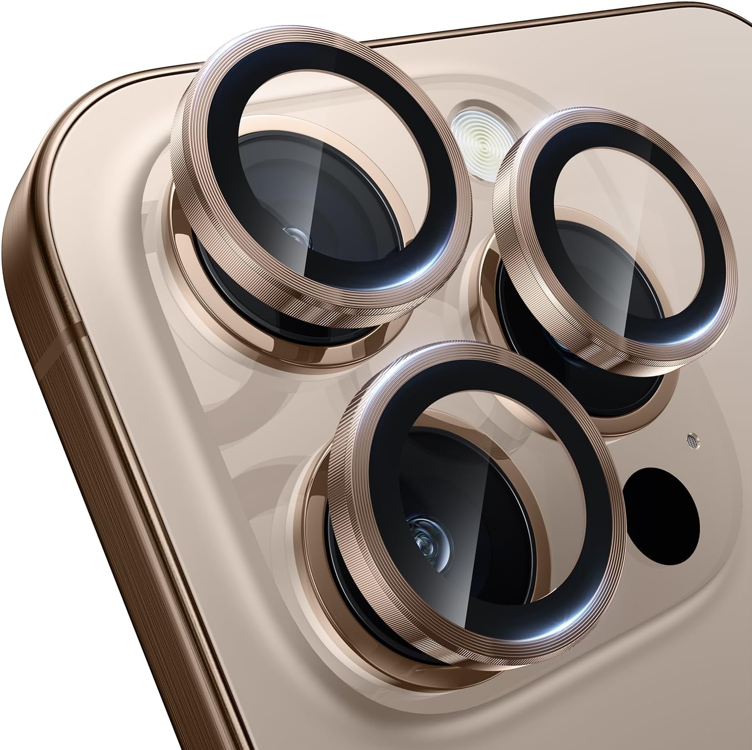 Ultra Strong Tempered Glass Camera Lens Protector Rings - Gold