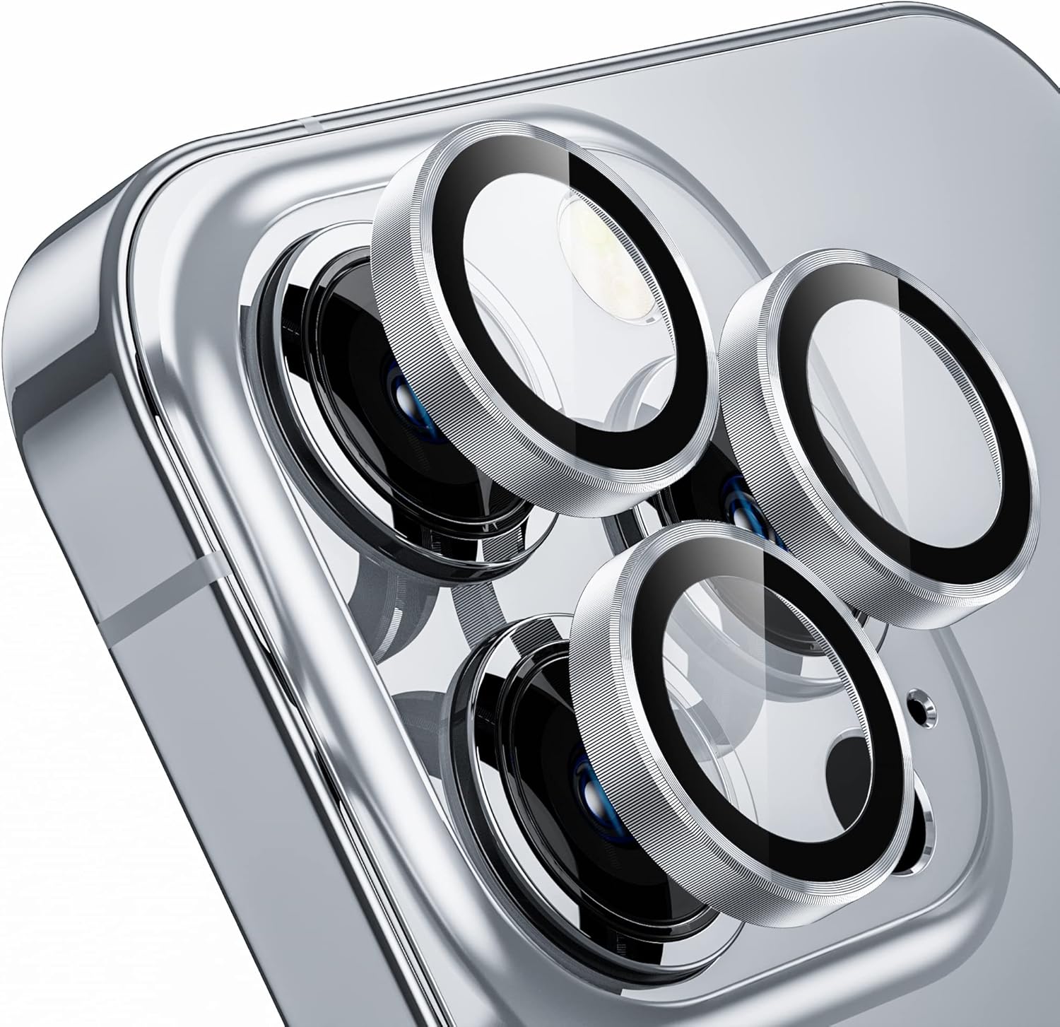 Ultra Strong Tempered Glass Camera Lens Protector Rings - Silver