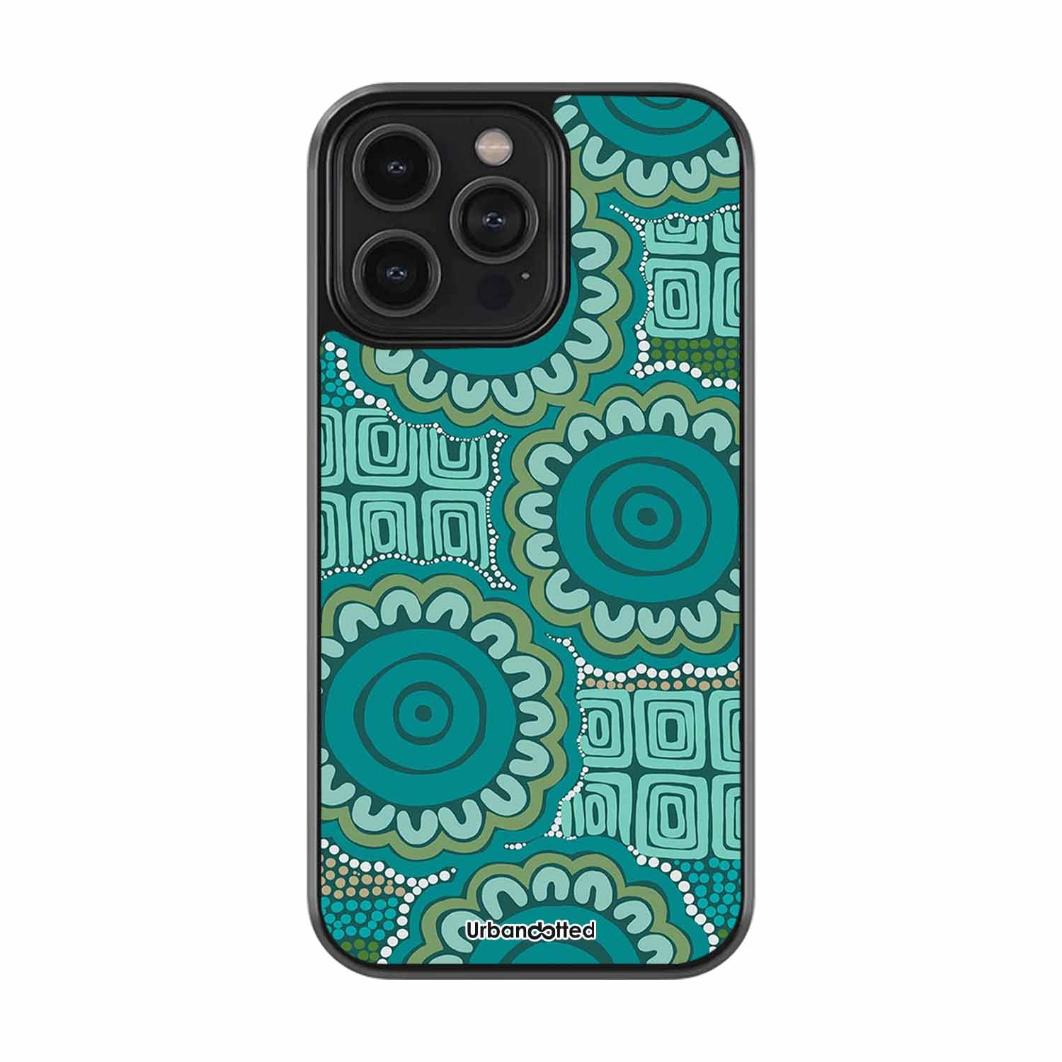 Circular Teal Design Glass Case