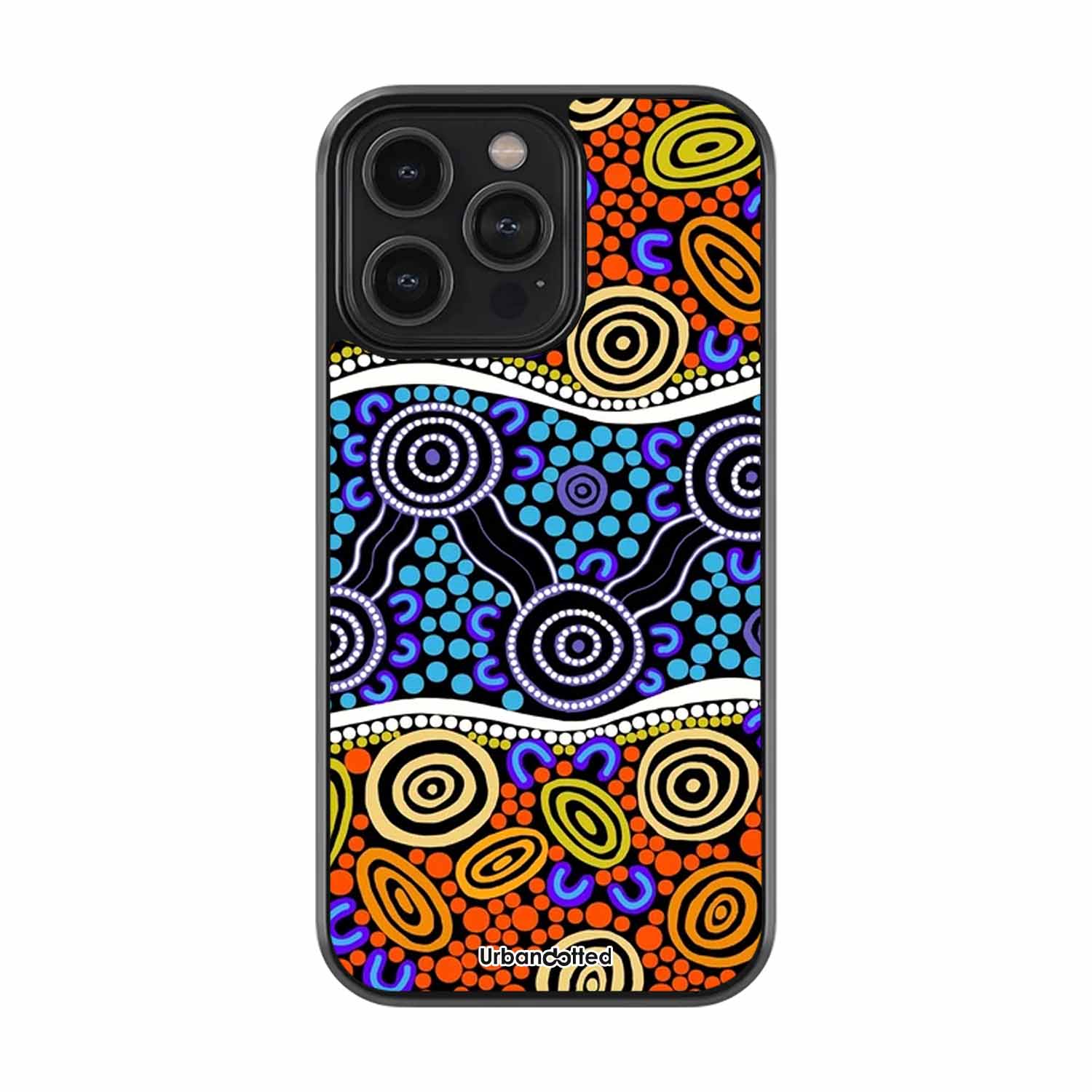 Colorful Circles Aborigional Art Glass Case