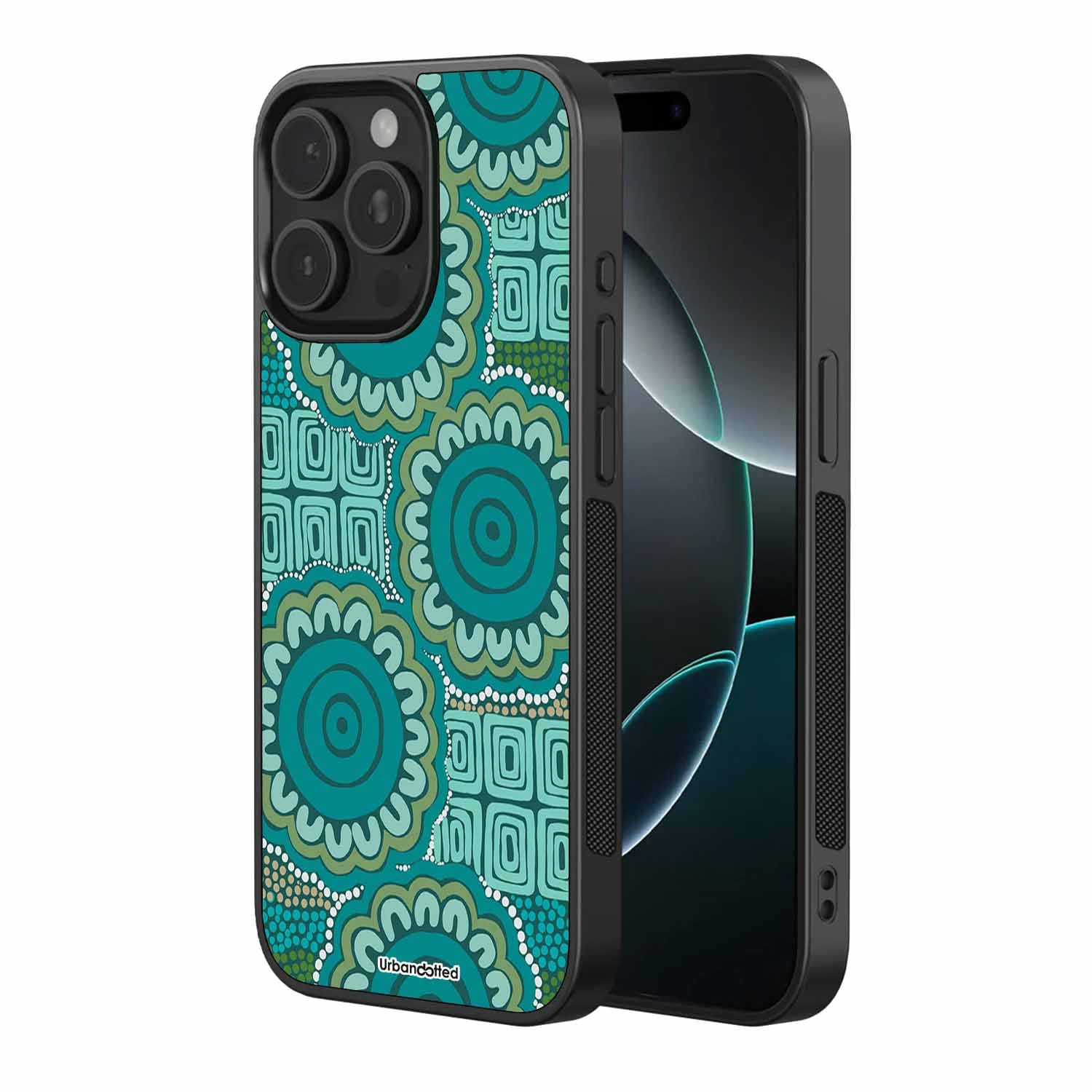 Circular Teal Design Glass Case