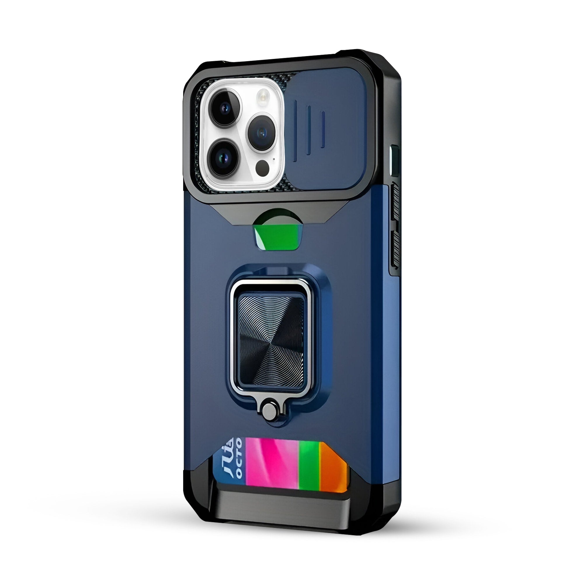 Shockproof Heavyduty Metal Stand & Card Slot Phone Case