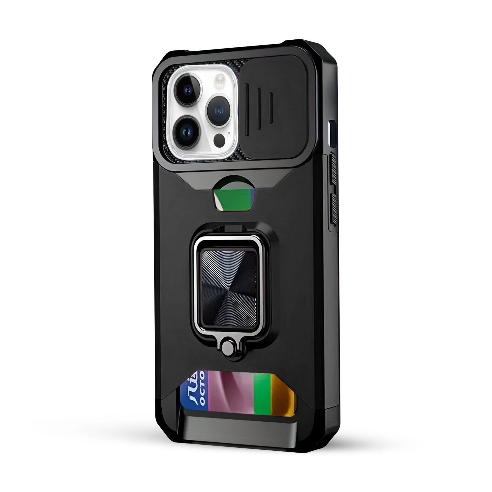 Shockproof Heavyduty Metal Stand & Card Slot Phone Case