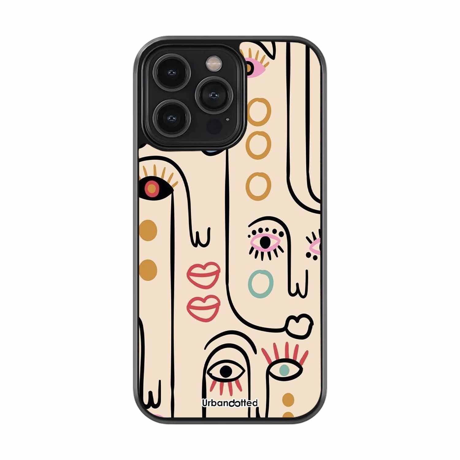 Modern Line Art Faces Astrology Glass Case