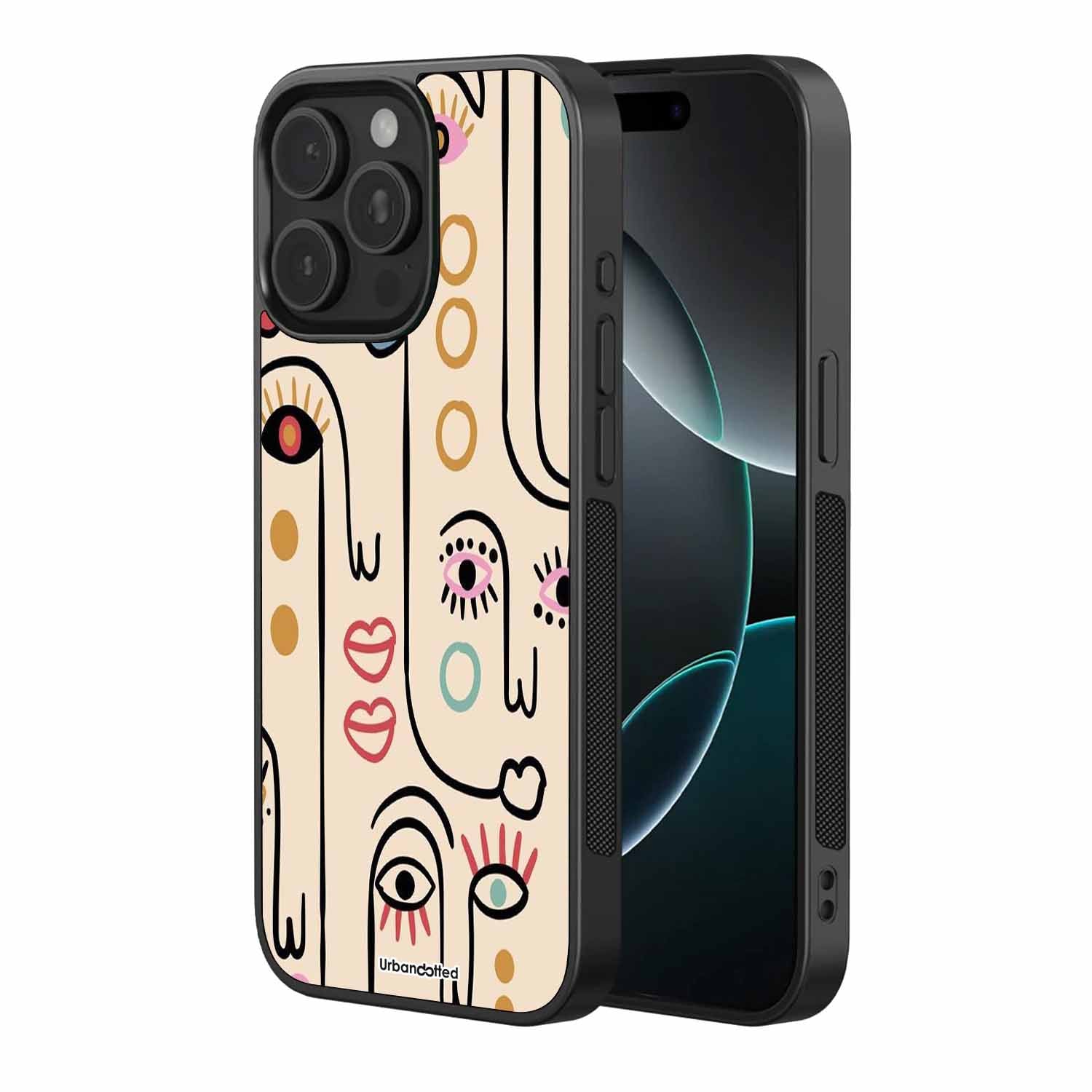 Modern Line Art Faces Astrology Glass Case