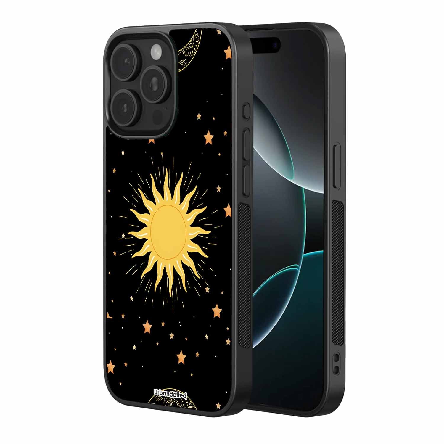Golden Celestial Glow Astrology Glass Case