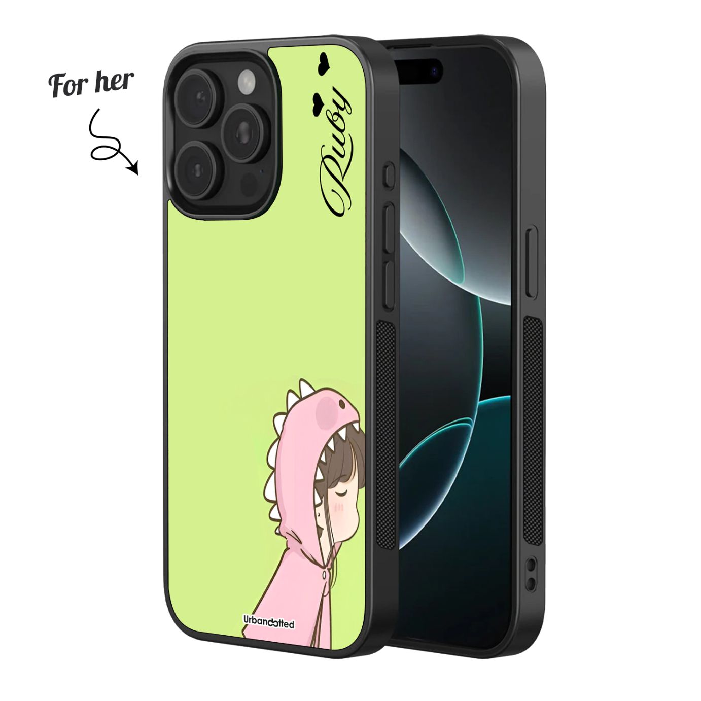 Personalized Dino Love Couple Glass Case