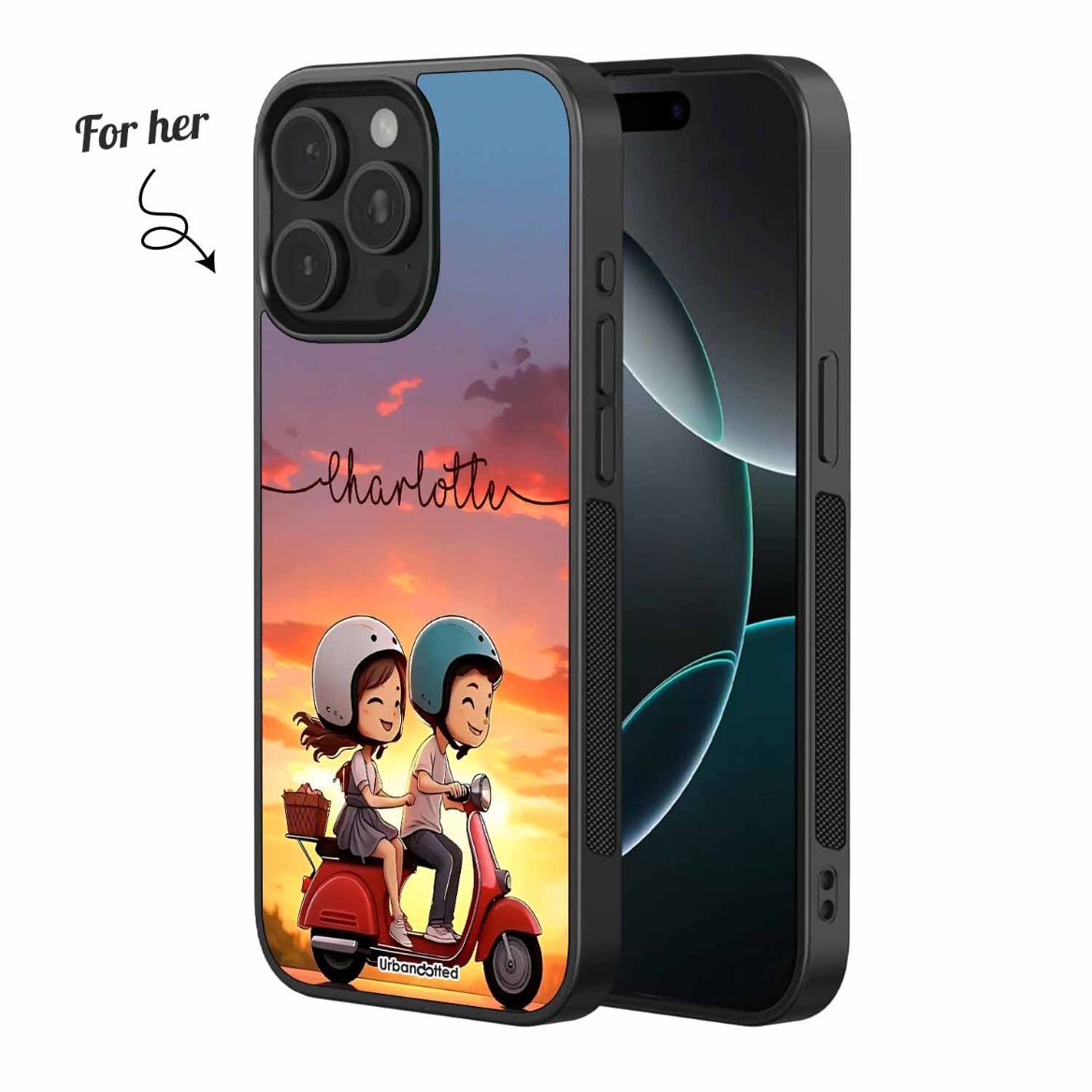 Sunset Scooter Love Couple Glass Case