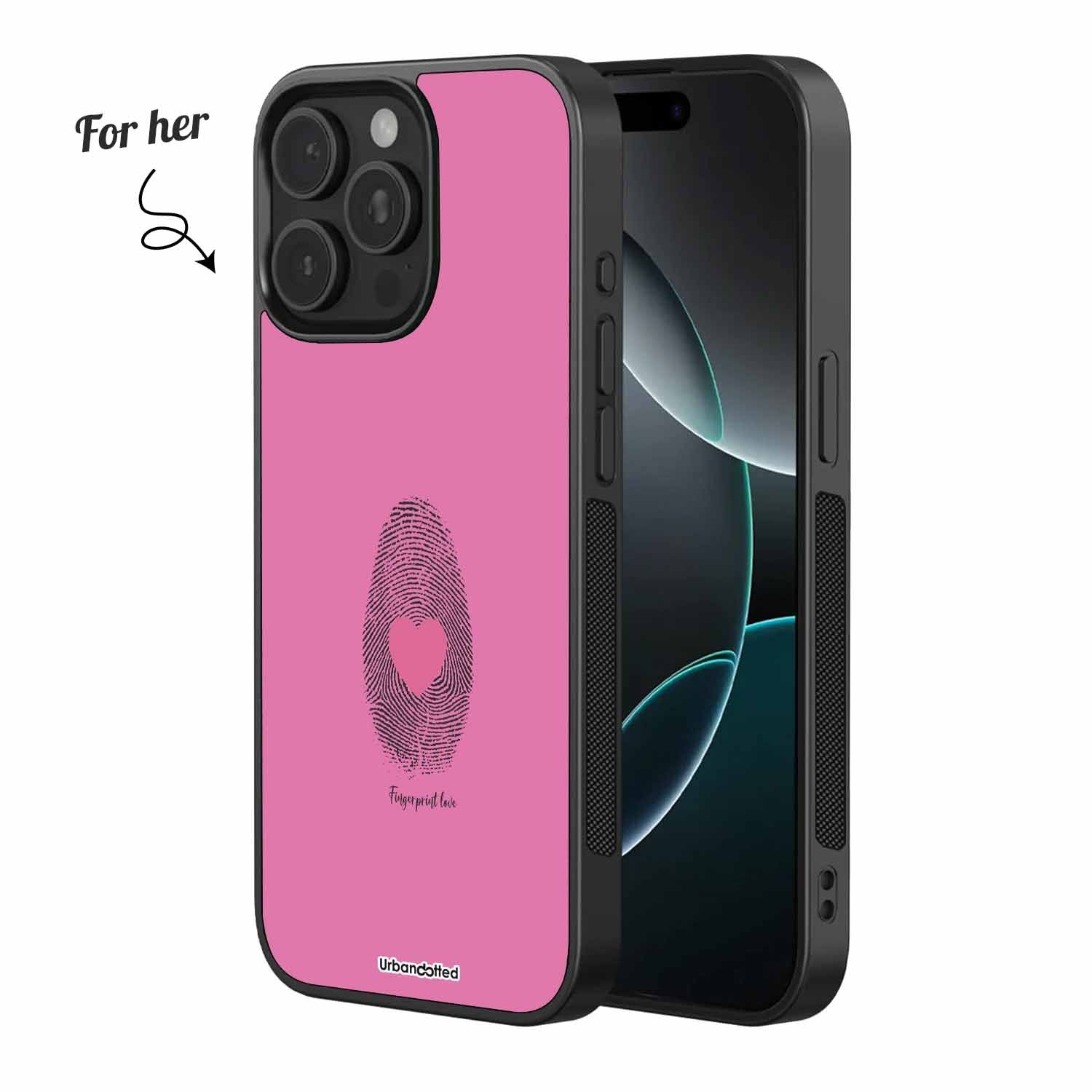 Fingerprint Heart Couple Glass Case