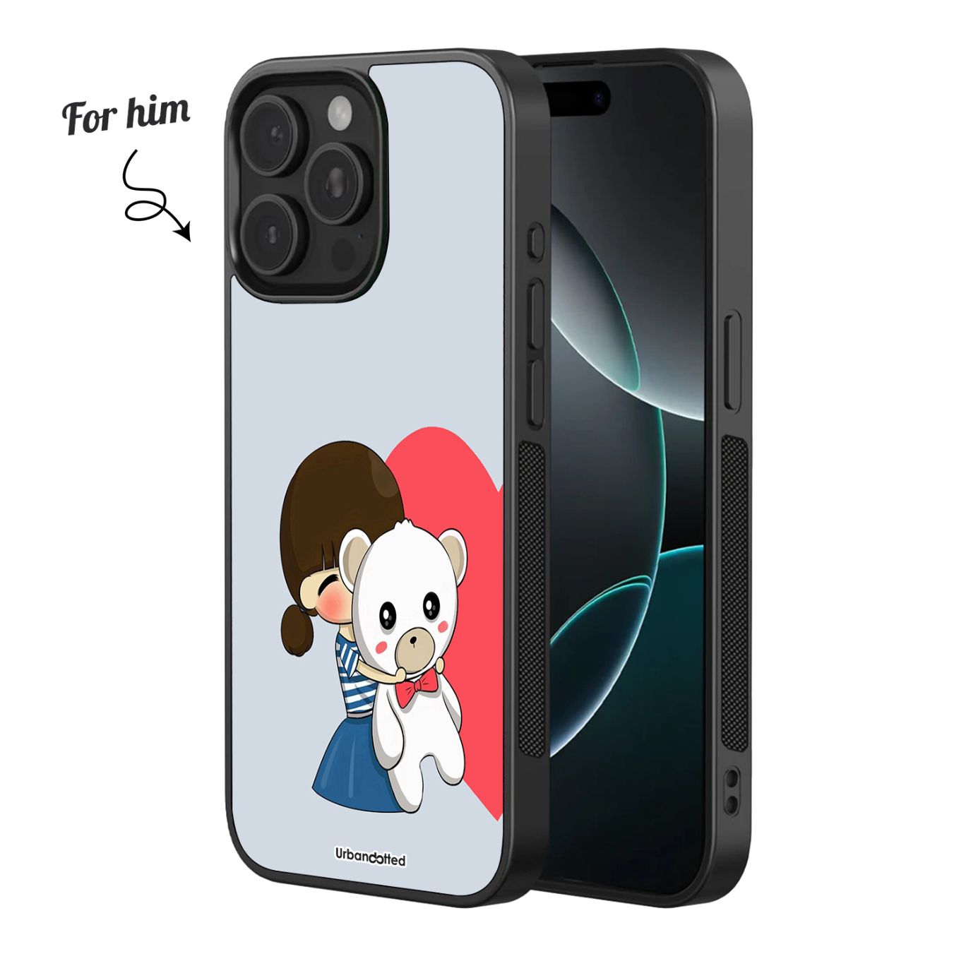 Heartfelt Cuddle Couple Glass Case
