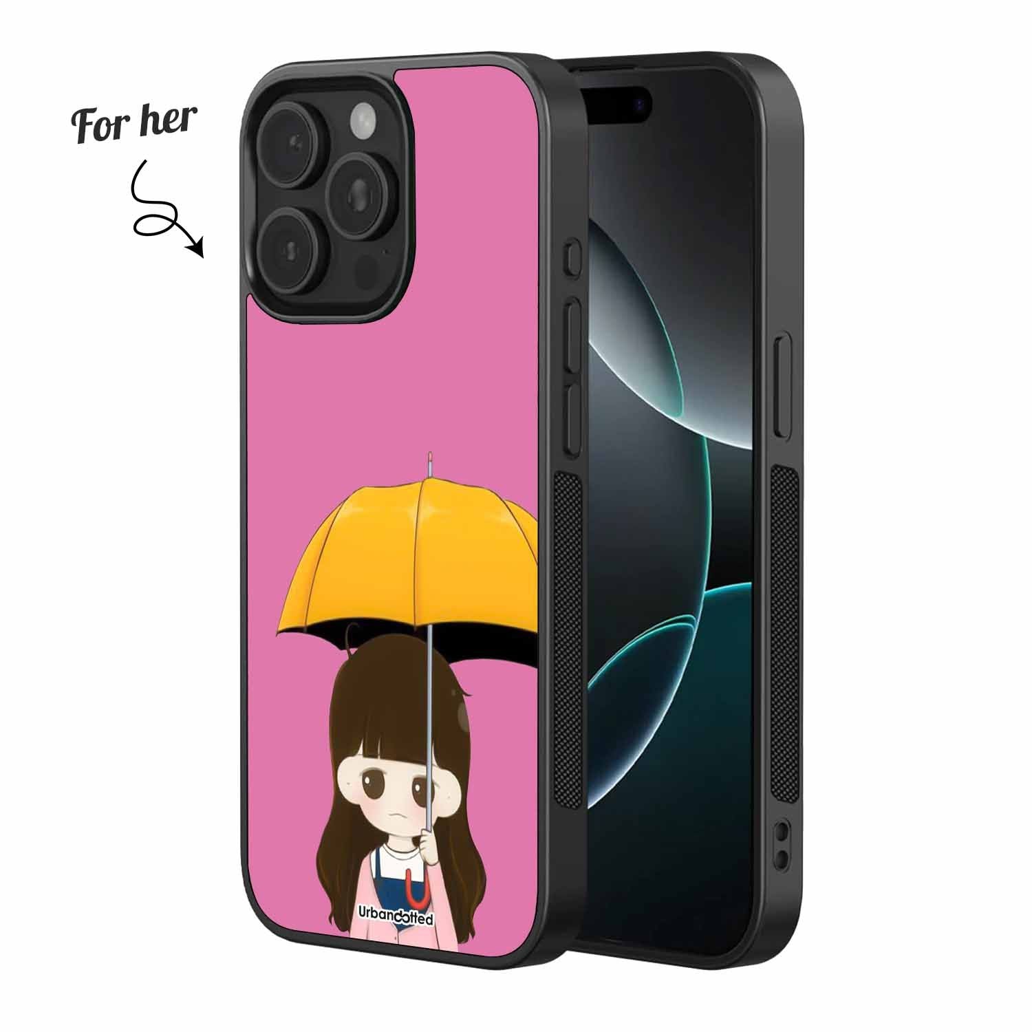 Under My Umbrella Couple Glass Case