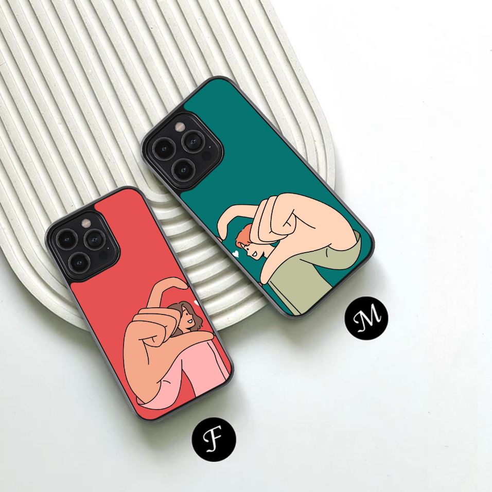 Connected Hearts Couple Glass Case