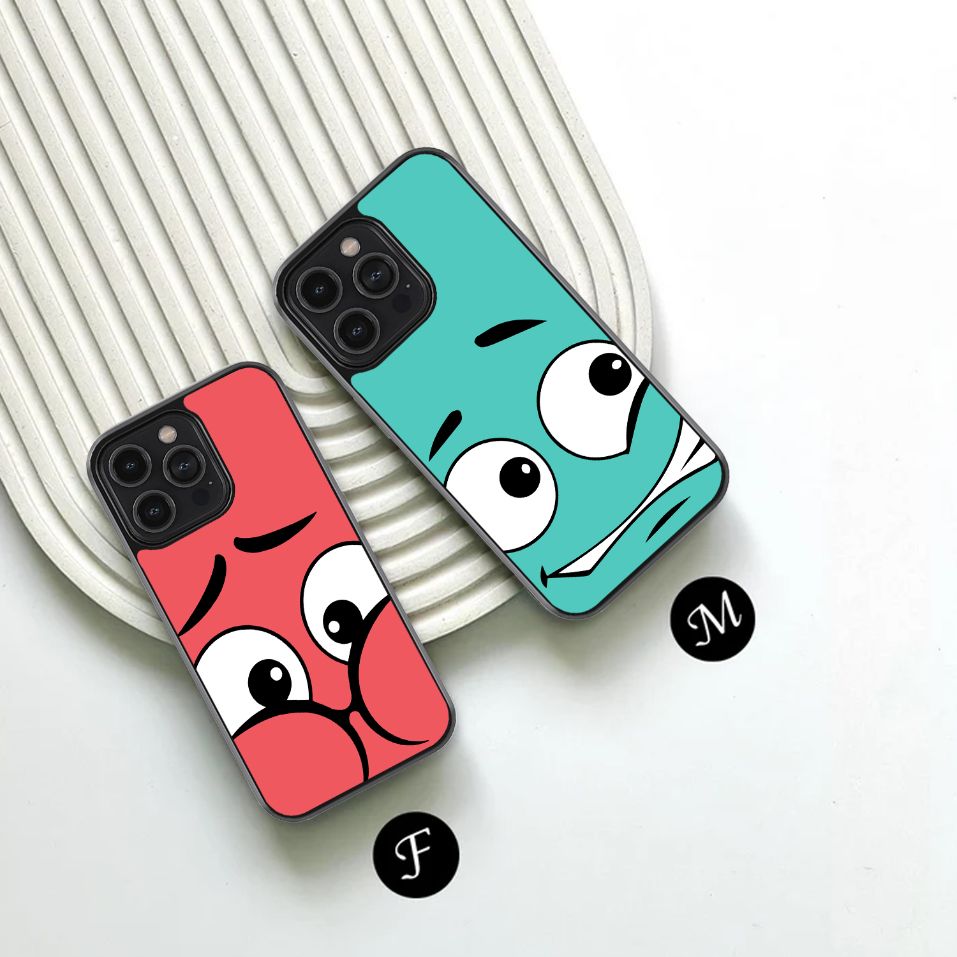 Silly Faces Together Couple Glass Case