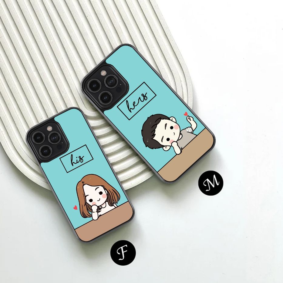 Matching Love Gaze Couple Glass Case