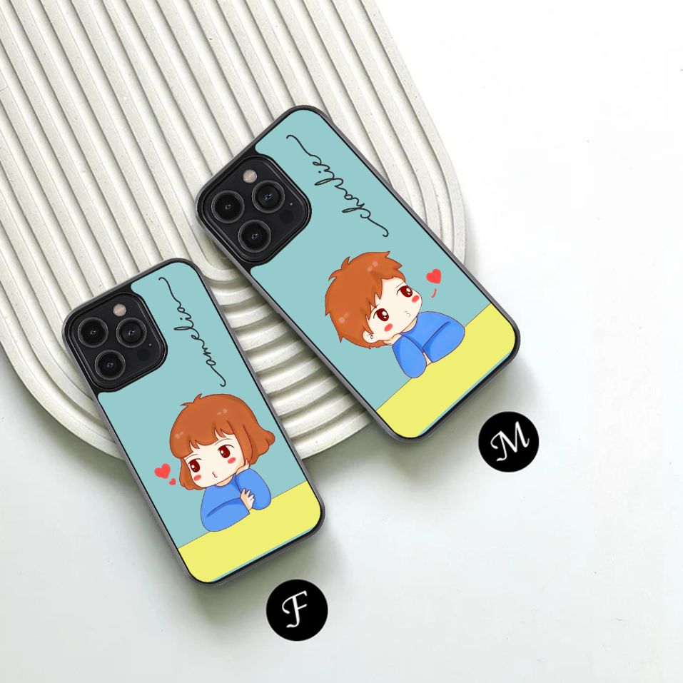 Cartoon Crush Couple Glass Case