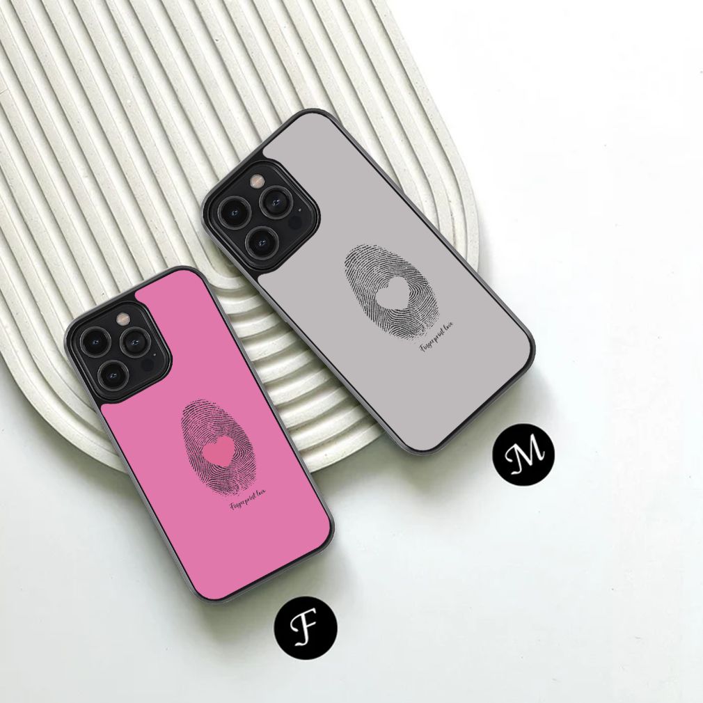 Fingerprint Heart Couple Glass Case