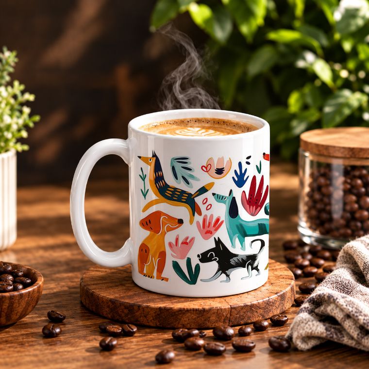 Whimsical Pups and Flora Coffee Mug