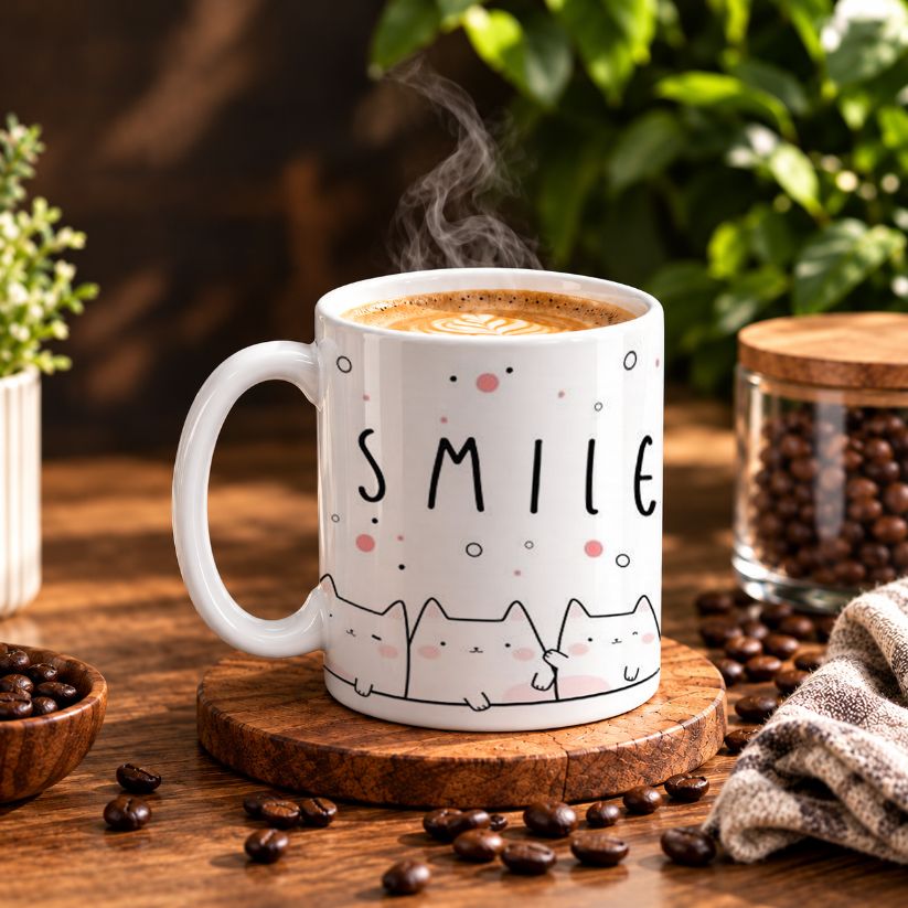 Kawaii Cats Smile Quote Coffee Mug