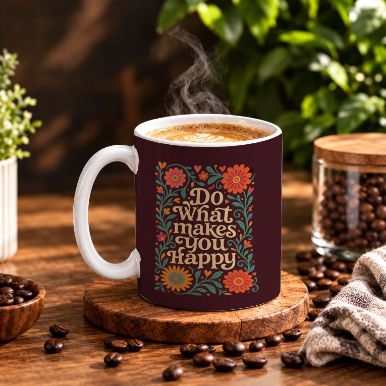 Retro Botanical Boho Floral Coffee Mug