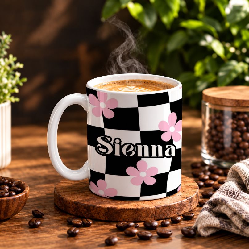 Custom Retro Checkerboard Coffee Mug