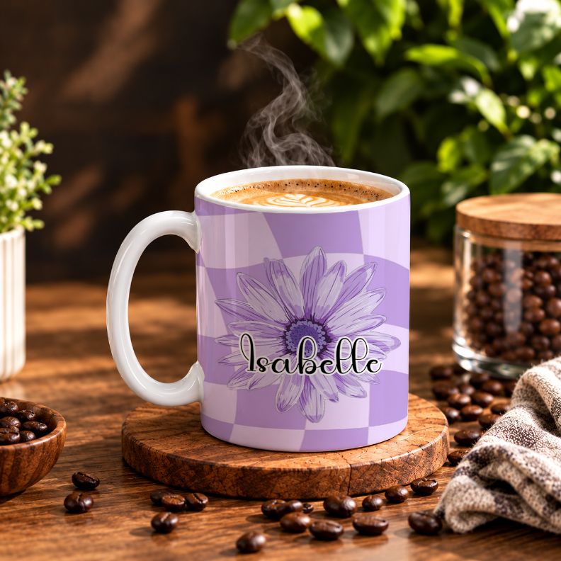 Custom name Wave and Daisy Coffee Mug