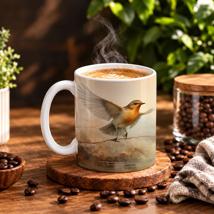 Vintage Flight Robin Wildlife Coffee Mug