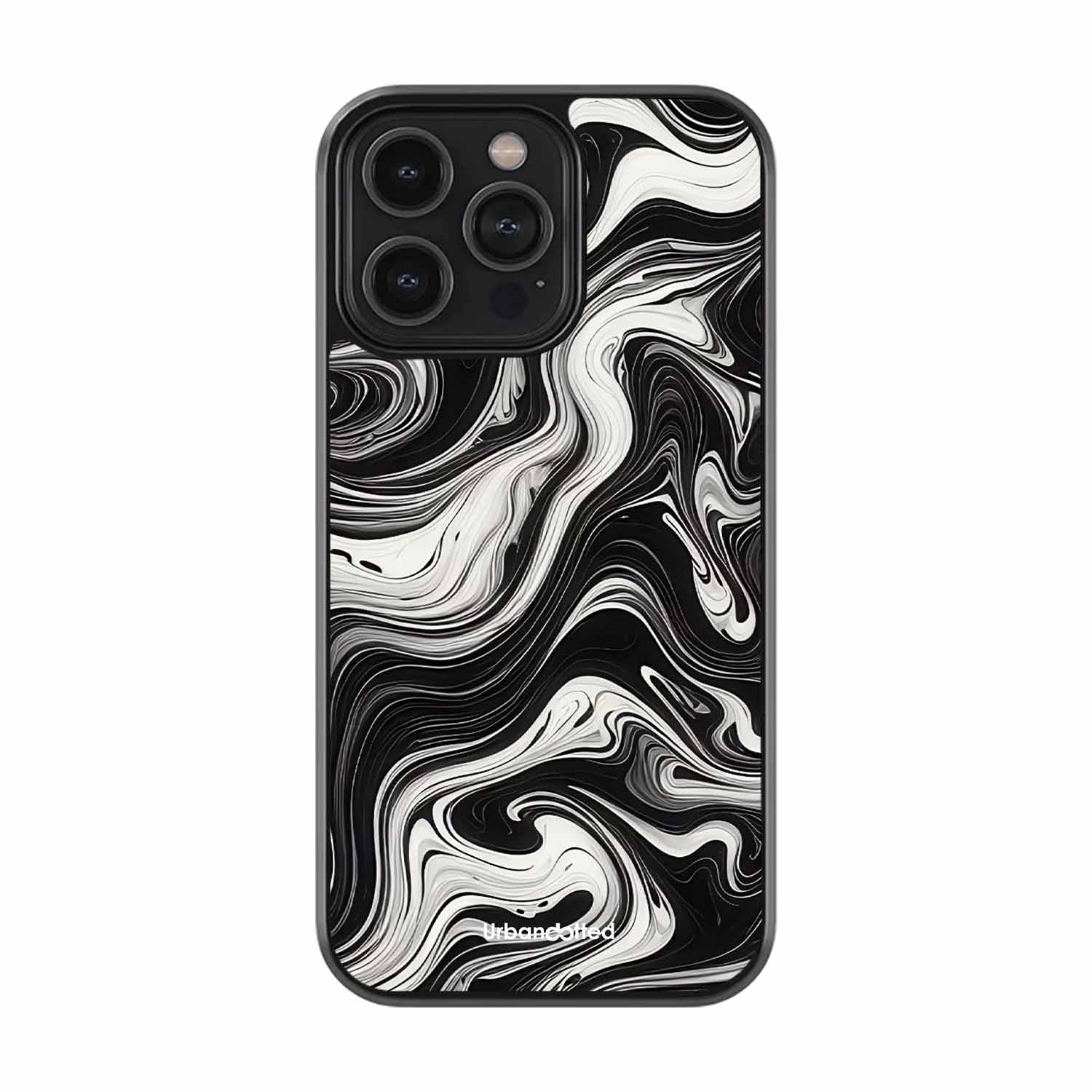 Monochrome Marble Glass Case For iPhone 16 Pro