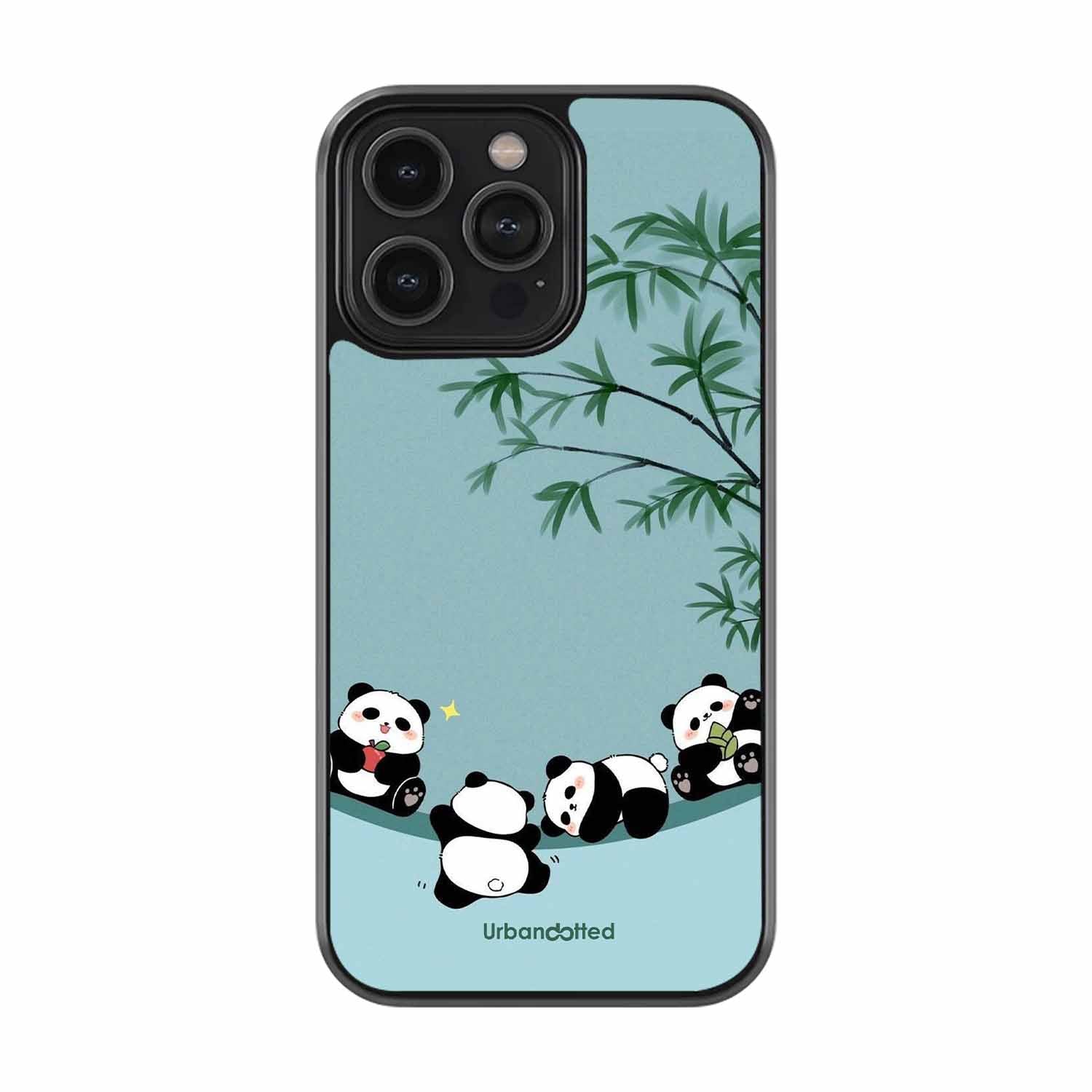 Cute Resting Pandas Glass Case For iPhone 16 Pro